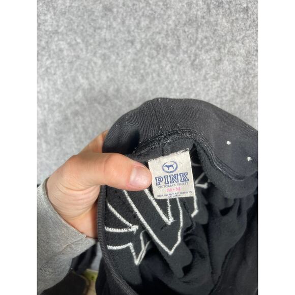 PINK Victorias Secret Pants Womens Medium Black Pull On Low Rise Sweat Jogger - Picture 6 of 6